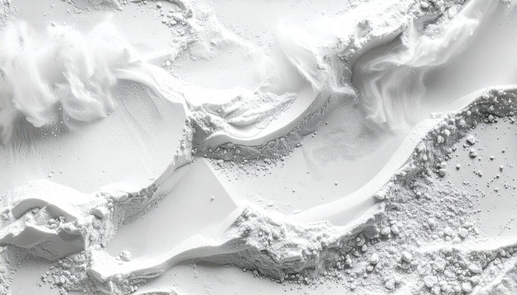Monochrome Abstract Landscape Made of White Powder with River Shapes.