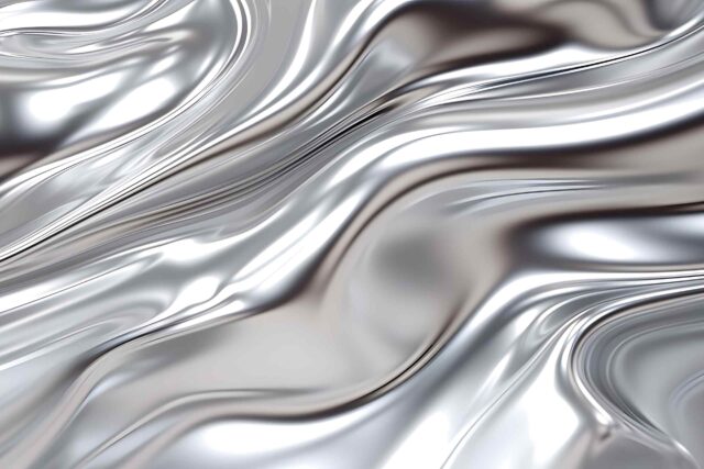 Nahaufnahme von glänzenden, metallischen Chrom.